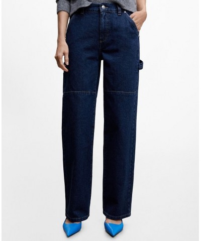 Women's Pocket Cargo Jeans Dark Blue $36.90 Jeans