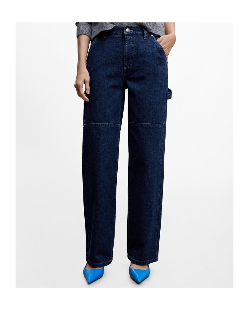 Women's Pocket Cargo Jeans Dark Blue $36.90 Jeans