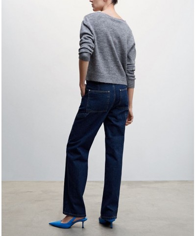 Women's Pocket Cargo Jeans Dark Blue $36.90 Jeans