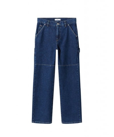 Women's Pocket Cargo Jeans Dark Blue $36.90 Jeans