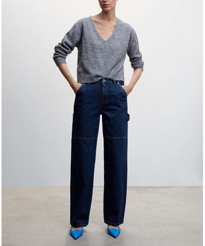 Women's Pocket Cargo Jeans Dark Blue $36.90 Jeans