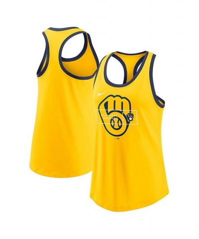 Women's Gold Milwaukee Brewers X-Ray Racerback Performance Tank Top Gold $20.25 Tops