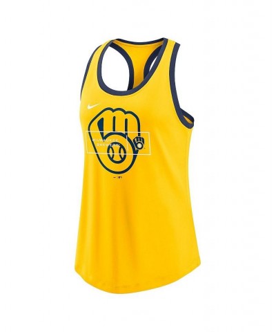 Women's Gold Milwaukee Brewers X-Ray Racerback Performance Tank Top Gold $20.25 Tops