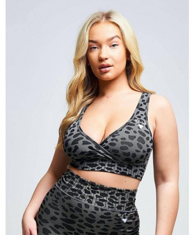 Women's Orlon Recycled Leopard Wrap Over Bra - Grey Grey $22.14 Bras