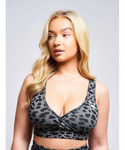 Women's Orlon Recycled Leopard Wrap Over Bra - Grey Grey $22.14 Bras