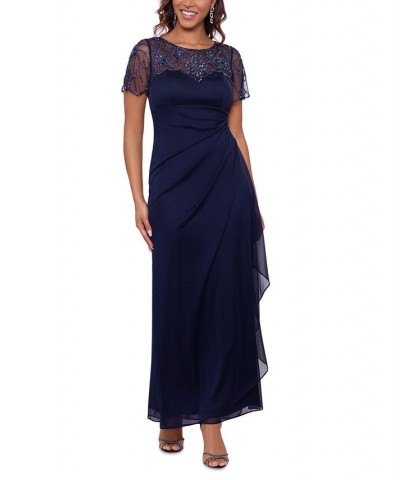 Petite Embellished Ruched Gown Navy $95.37 Dresses