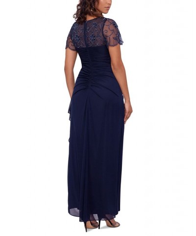 Petite Embellished Ruched Gown Navy $95.37 Dresses