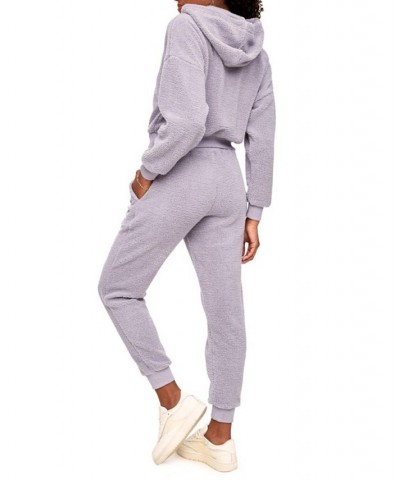 Dorothea Women's Sherpa Sweatshirt & Pant Loungewear Set Medium purple $35.98 Sleepwear