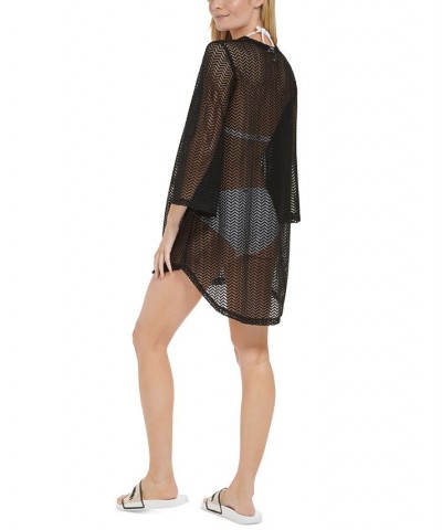 Women's Zig-Zag Mesh Tunic Cover-Up Black $18.89 Swimsuits