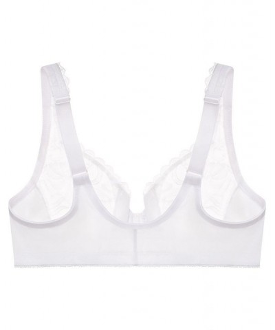 Women's Full Figure Plus Size Wonderwire Front Close Stretch Lace Bra White $20.70 Bras