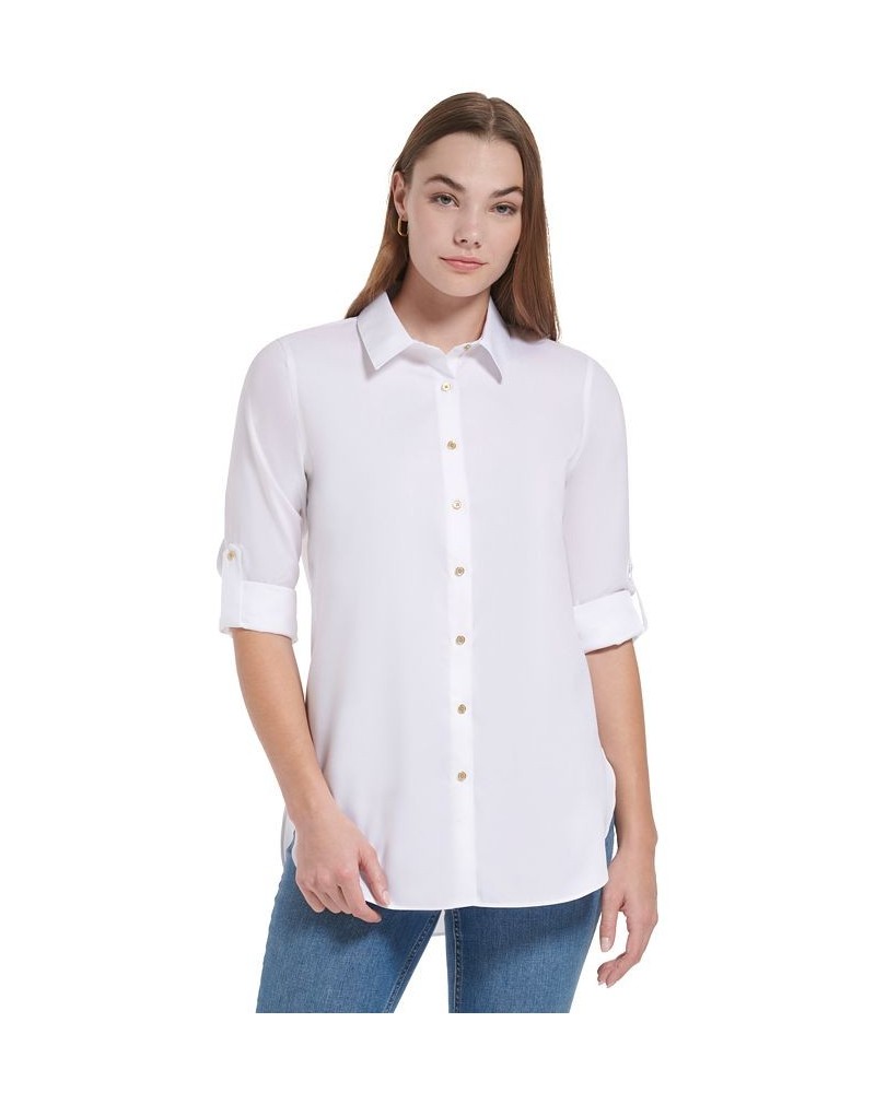 Non-Iron Button Down Tunic Birch $38.49 Tops