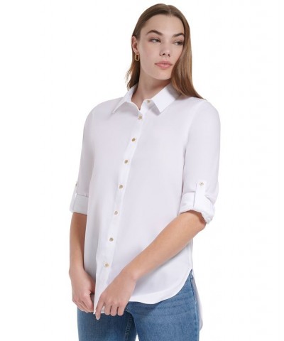 Non-Iron Button Down Tunic Birch $38.49 Tops