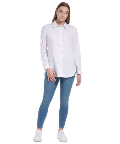 Non-Iron Button Down Tunic Birch $38.49 Tops