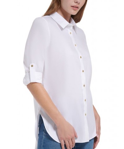 Non-Iron Button Down Tunic Birch $38.49 Tops