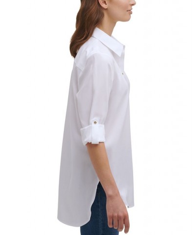 Non-Iron Button Down Tunic Birch $38.49 Tops