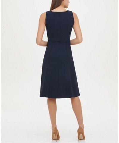 Button-Front A-Line Dress Navy Blue $47.73 Dresses