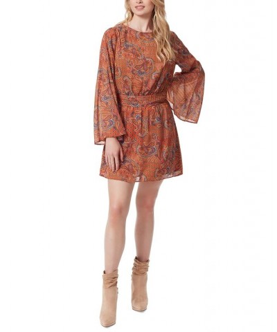 Women's Amella Slit-Sleeve Boat-Neck Dress Brown $23.87 Dresses