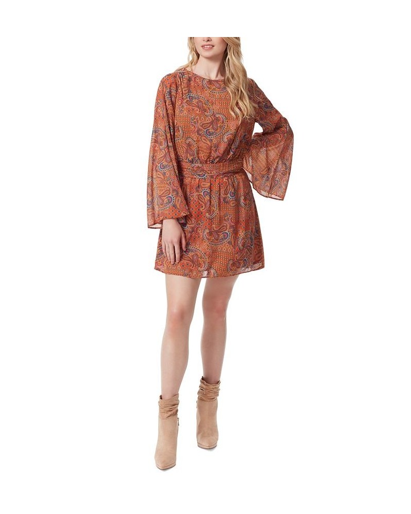 Women's Amella Slit-Sleeve Boat-Neck Dress Brown $23.87 Dresses