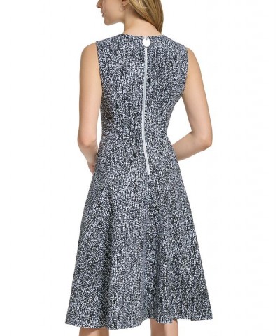 Women's Printed Scuba Crepe Sleeveless Dress Wind/Black $43.20 Dresses