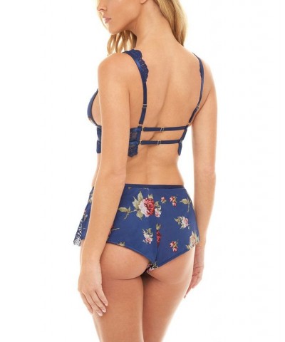 Women's Naeva Printed Soft 2 Piece Set with Wide Scallop Lace Details Estate Blue Scattered Ros $17.56 Lingerie