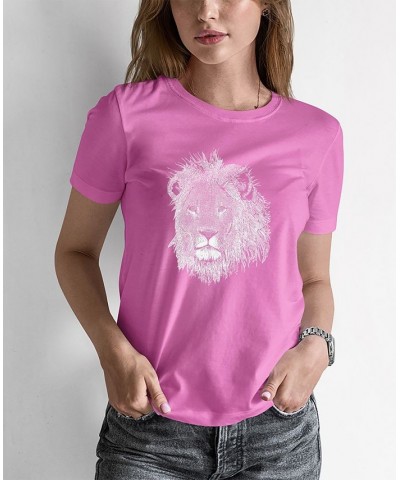 Women's Word Art Lion T-shirt Pink $20.99 Tops