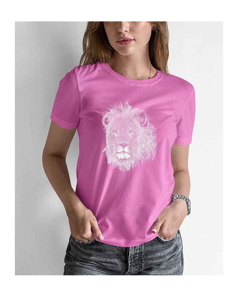 Women's Word Art Lion T-shirt Pink $20.99 Tops