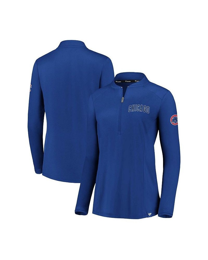 Women's Branded Royal Chicago Cubs Iconic Marble Clutch Blade Collar Half-Zip Pullover Jacket Royal $38.24 Jackets