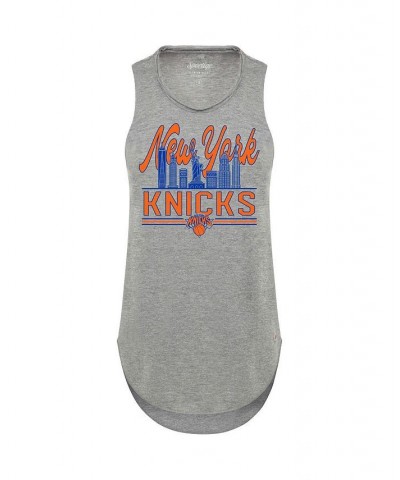 Women's Heathered Gray New York Knicks Hometown Skyline Janie Tri-Blend Tank Top Heathered Gray $20.25 Tops