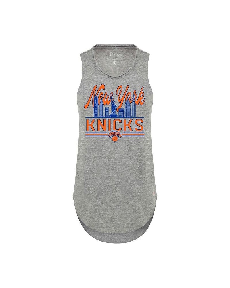 Women's Heathered Gray New York Knicks Hometown Skyline Janie Tri-Blend Tank Top Heathered Gray $20.25 Tops