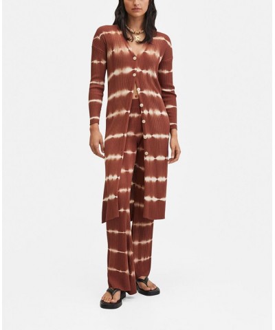 Women's Tie-Dye Long Cardigan Brown $37.79 Sweaters