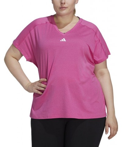 Plus Size Train Essentials V-Neck Short-Sleeve Tee Pink $14.10 Tops