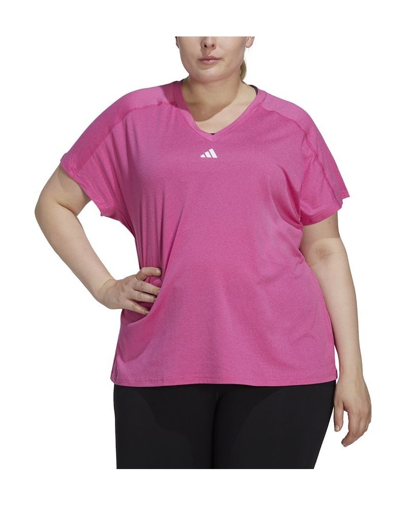 Plus Size Train Essentials V-Neck Short-Sleeve Tee Pink $14.10 Tops