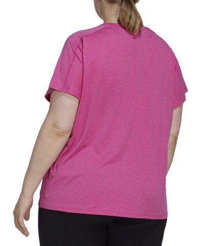 Plus Size Train Essentials V-Neck Short-Sleeve Tee Pink $14.10 Tops