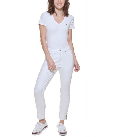 Women's Tribeca TH Flex Raw-Cuff Skinny Jeans White $27.83 Jeans