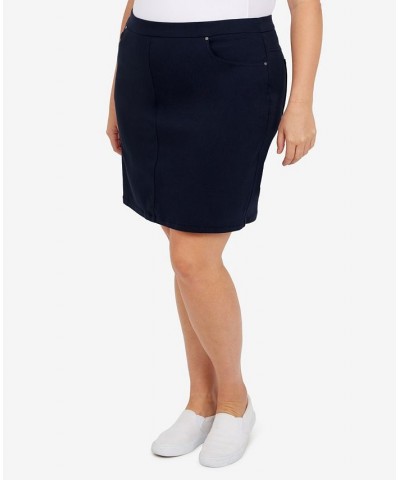 Plus Size Essentials Tech Stretch Pull On Skort with Elastic Wasitband Blue $23.98 Skirts