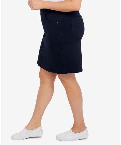 Plus Size Essentials Tech Stretch Pull On Skort with Elastic Wasitband Blue $23.98 Skirts