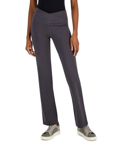 Petite Criss-Cross-Waistband Flare-Leg Pant Gray $10.23 Pants