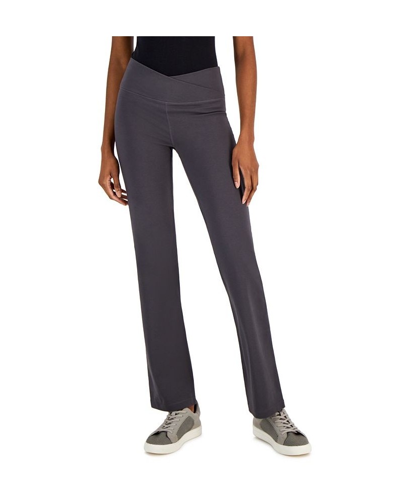 Petite Criss-Cross-Waistband Flare-Leg Pant Gray $10.23 Pants