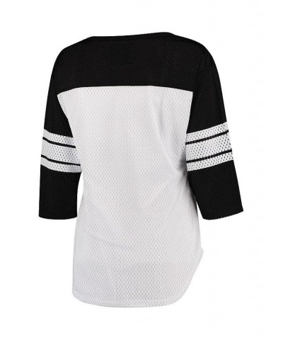 Women's White Black Cleveland Browns First Team Three-Quarter Sleeve Mesh T-shirt White, Black $29.69 Tops