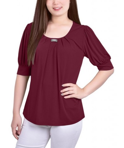 Women's Short Sleeve Balloon Sleeve Top Rhododendron $18.29 Tops