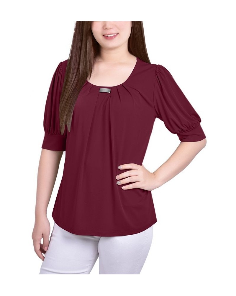 Women's Short Sleeve Balloon Sleeve Top Rhododendron $18.29 Tops