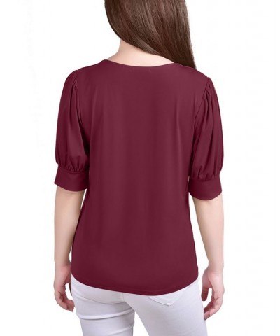 Women's Short Sleeve Balloon Sleeve Top Rhododendron $18.29 Tops