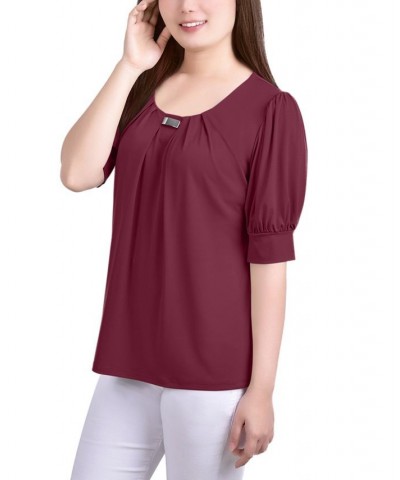 Women's Short Sleeve Balloon Sleeve Top Rhododendron $18.29 Tops