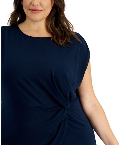 Plus Size Twisted Top Blue $18.29 Tops