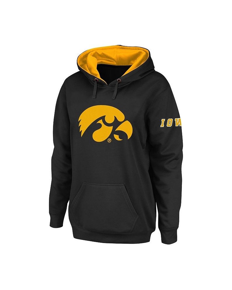 Women's Black Iowa Hawkeyes Big Logo Pullover Hoodie Black $28.20 Sweatshirts