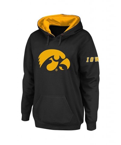 Women's Black Iowa Hawkeyes Big Logo Pullover Hoodie Black $28.20 Sweatshirts