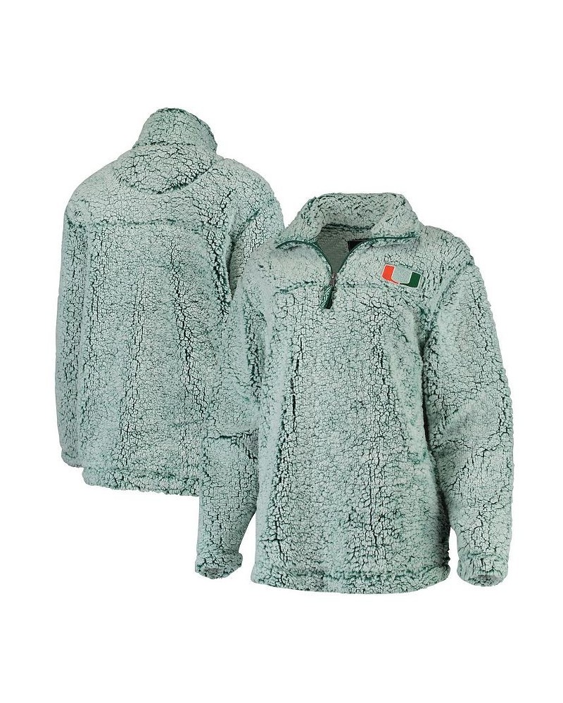 Women's Green Miami Hurricanes Sherpa Super Soft Quarter Zip Pullover Jacket Green $36.00 Jackets