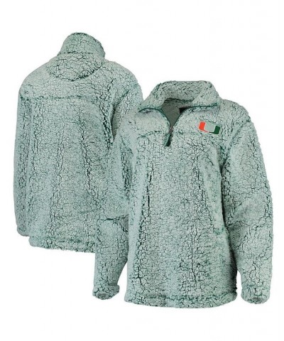 Women's Green Miami Hurricanes Sherpa Super Soft Quarter Zip Pullover Jacket Green $36.00 Jackets