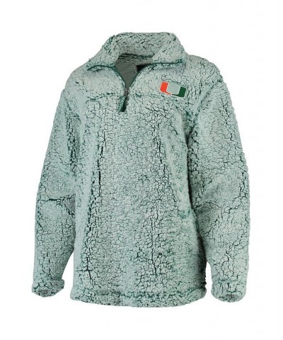 Women's Green Miami Hurricanes Sherpa Super Soft Quarter Zip Pullover Jacket Green $36.00 Jackets