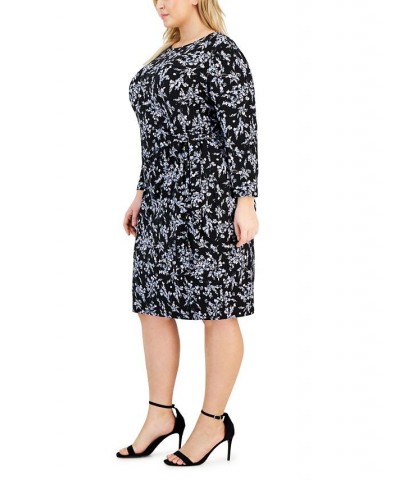 Plus Size Floral Faux-Wrap Pullover Dress Black Multi $27.14 Dresses